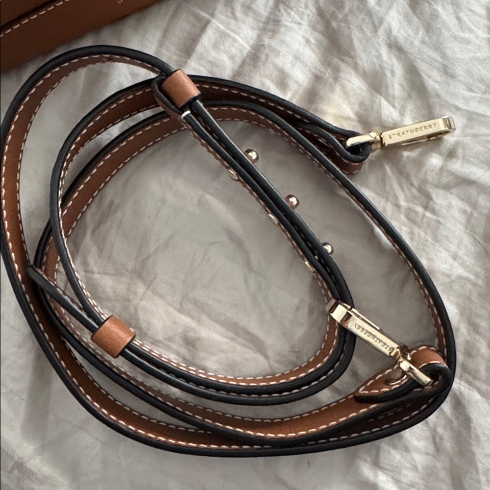 Strathberry Mosaic Nano Leather Mini Tote in tan with vanilla stitching NWT - Picture 16 of 17